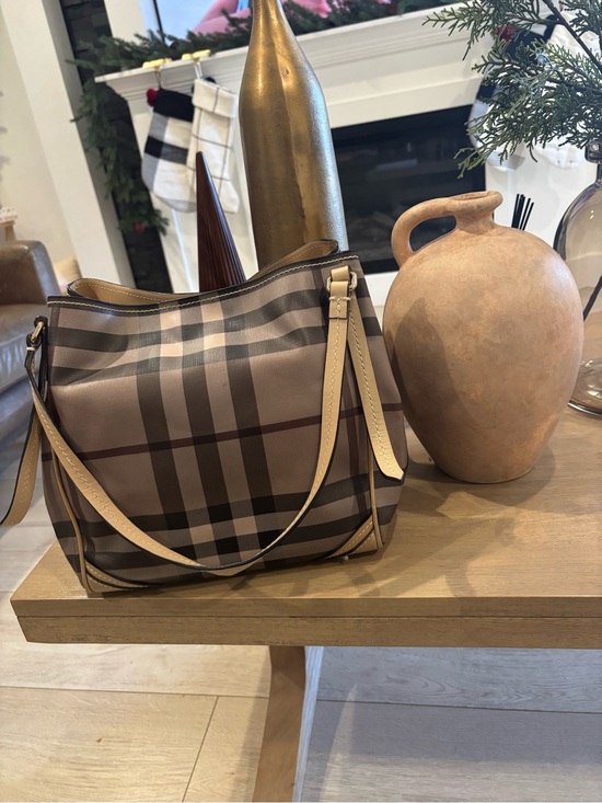 Burberry Handbags - Burberry Beige and Tan Check Shoulder Bag
